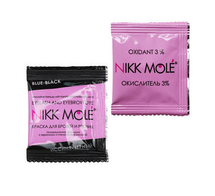 

Краска для бровей и ресниц Nikk Mole + окислитель, тон Иссиня-черный / Blue-black, 5 мл