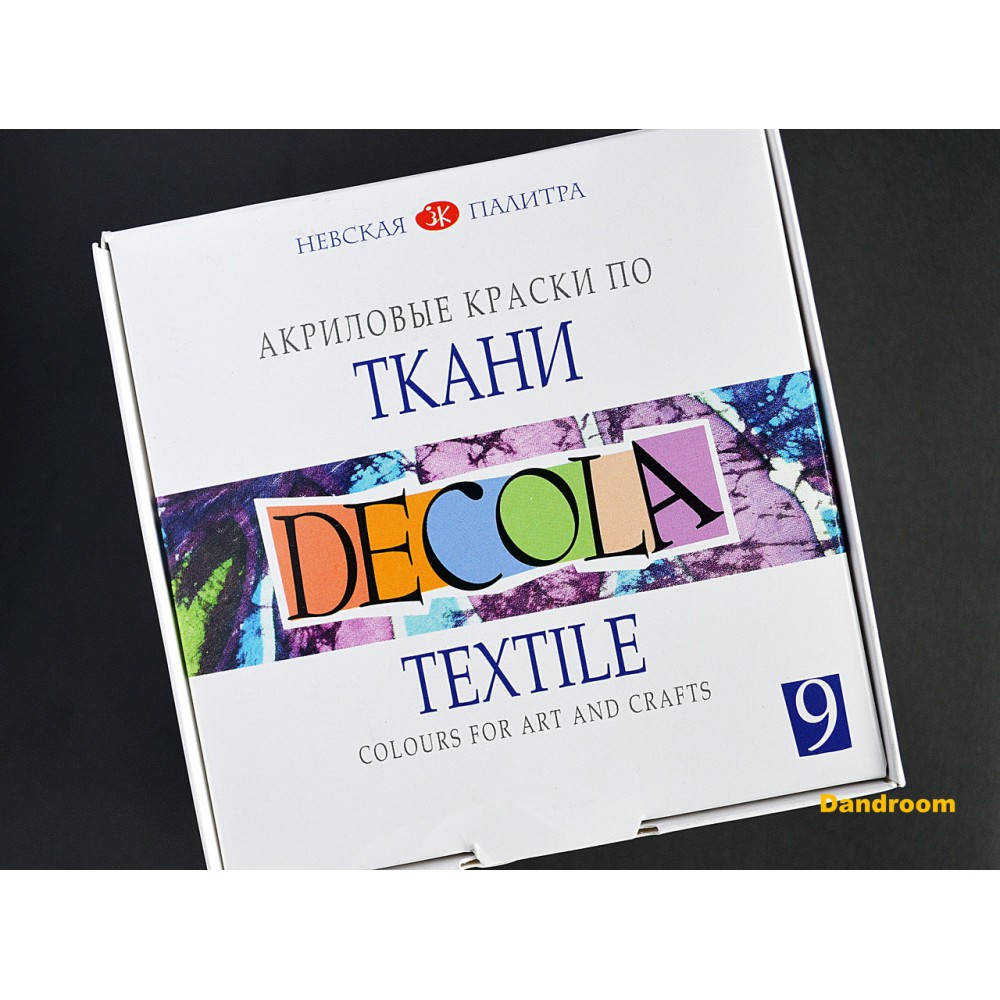 

Краски акриловые по ткани, 9 цветов, 20 мл, DECOLA