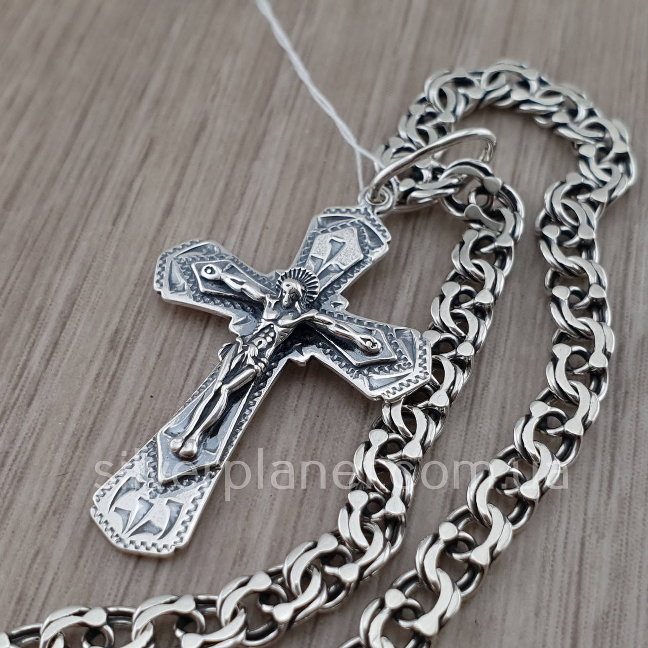 

Комплект! Серебряная цепочка с крестиком. Мужской кулон и цепь из серебра 925