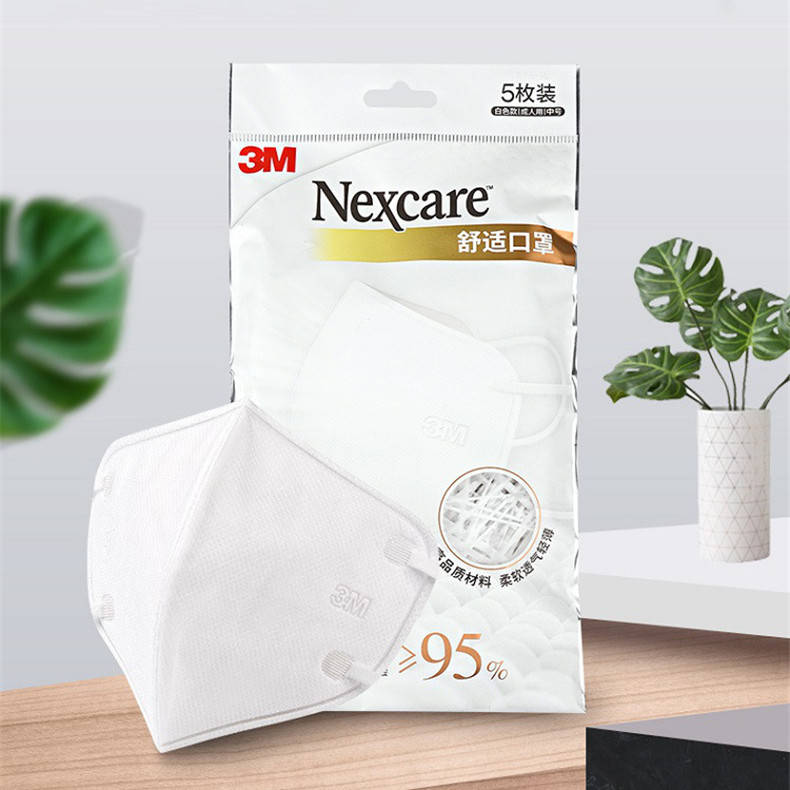

3M Nexcare - Упаковка 5 шт - Маска без клапана размер М Ультралегкая 3х-слойная Белый
