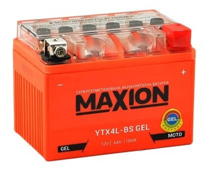 

Мото аккумулятор GEL MAXION YTX 4L-BS (12V, 4A)