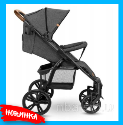 

Складная детская коляска для ребенка, серая коляска с капюшоном и карманами Lionelo ANNET Plus STONE Caramel, Серый