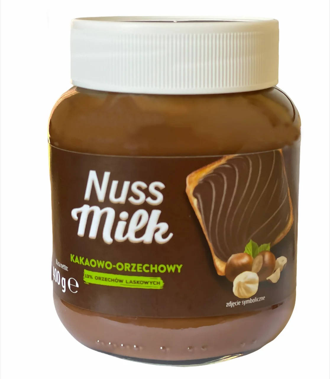 

Шоколадная паста Nuss Milk с лесными орехами 400 грамм в стеклянной банке