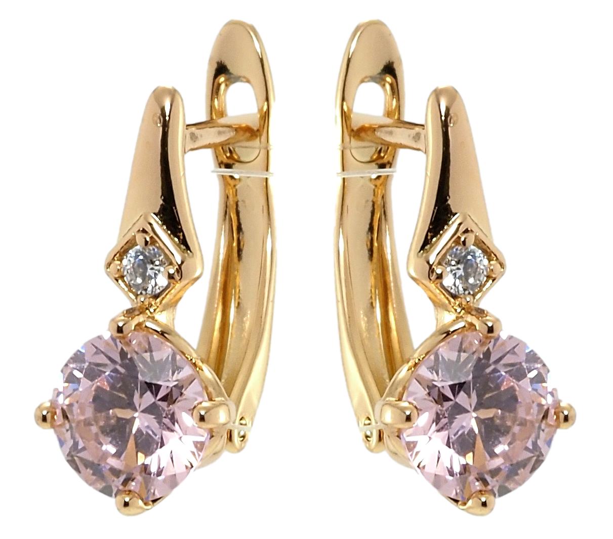 

Серьги XP Позолота 18К английский замок "Розовые фианиты"