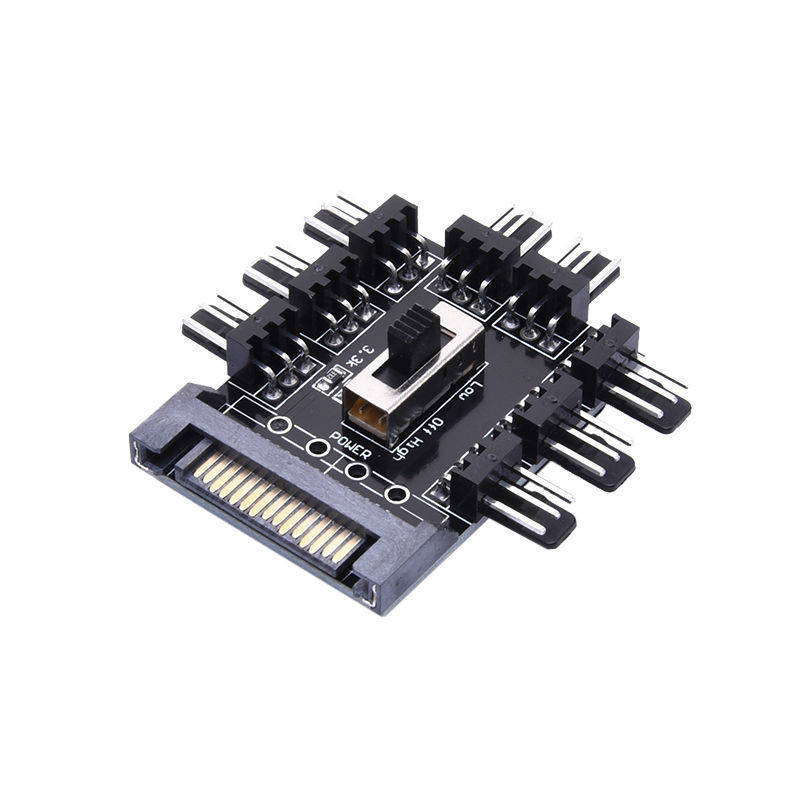 

Хаб сплиттер для питания 8 вентиляторов 12В 3pin от Sata