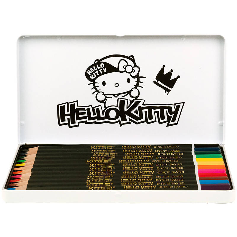

Карандаши цветные трёхгранные Kite Hello Kitty HK21-058 металлический пенал,12 шт., Разные цвета