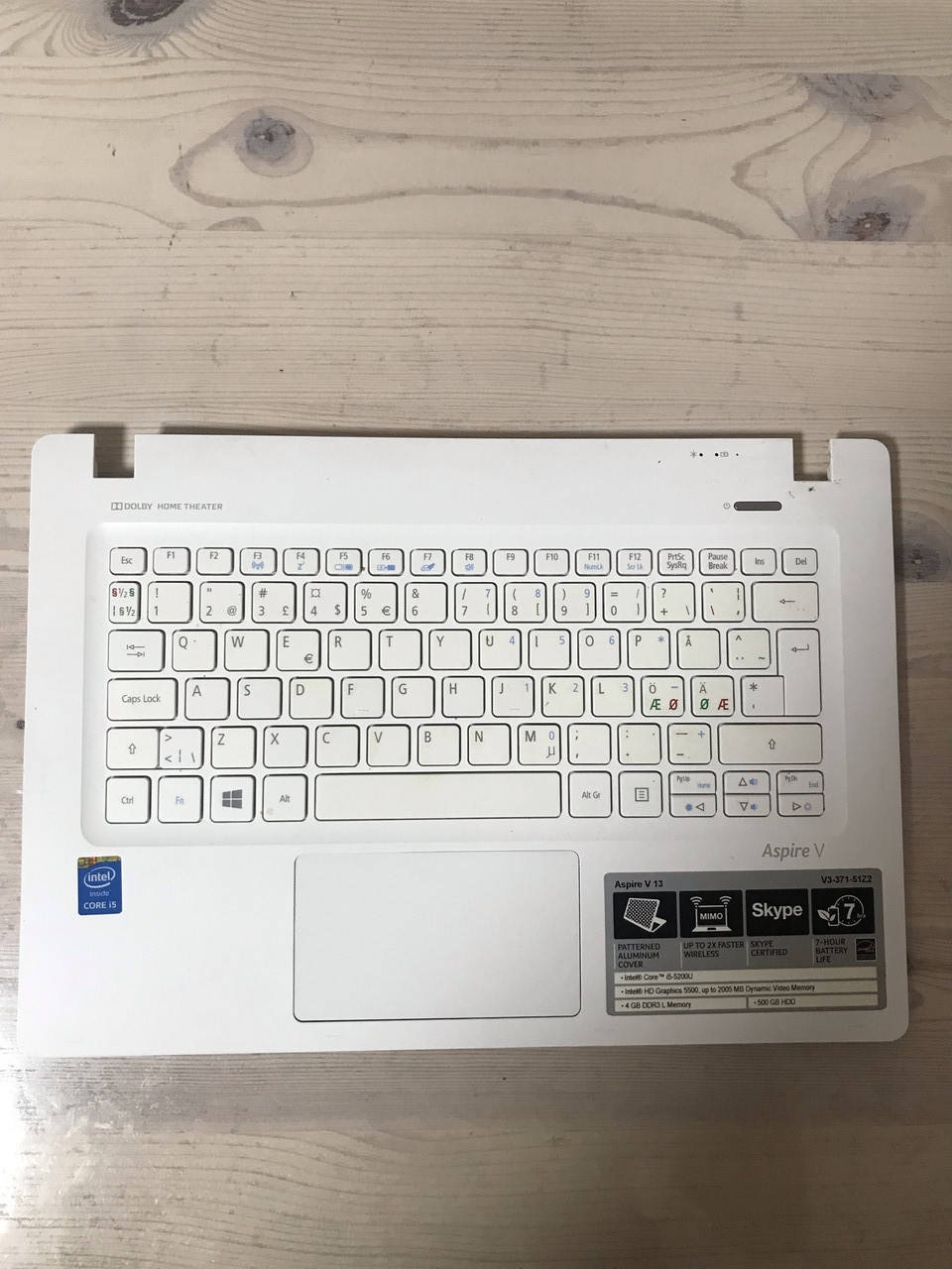 

Топкейс Клавиатура в сборе touchpad для ноутбука Acer Aspire V13 V3-371-51Z2 439.02b01.0001, Белый