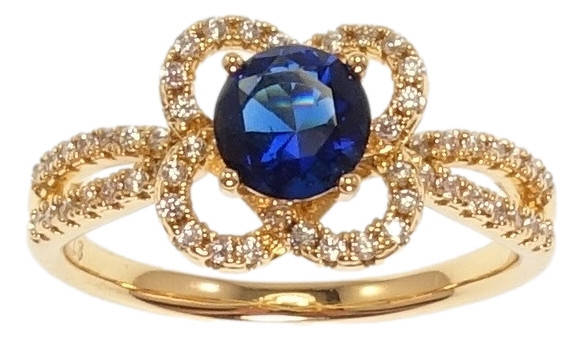 

Кольцо Xuping Позолота 18K "Цветок с синим кристаллом и цирконием" р.17.5,18,19,19.5