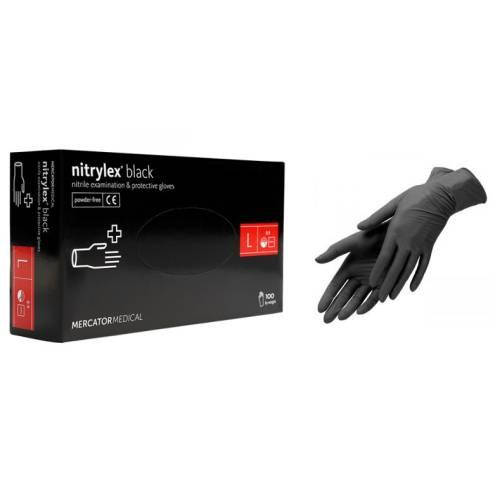 

Перчатки черные нитриловые неопудренные L Nitrylex Black (50 пар), Черный