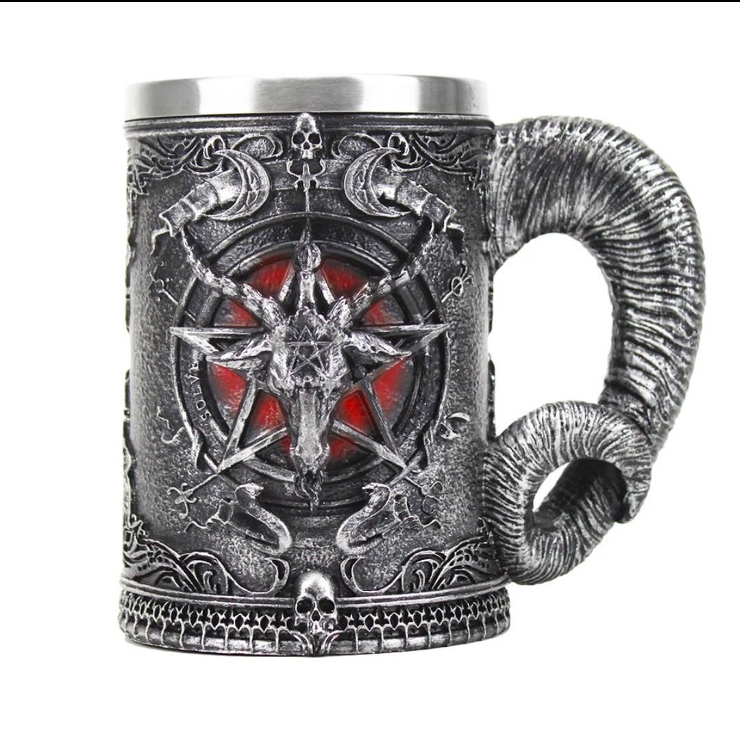 

Чашка череп, кружка Baphomet с рогами, пентаграмма, Бафомет, сатана, скелет, чашка дьявол, кружка с рогами,, Серый