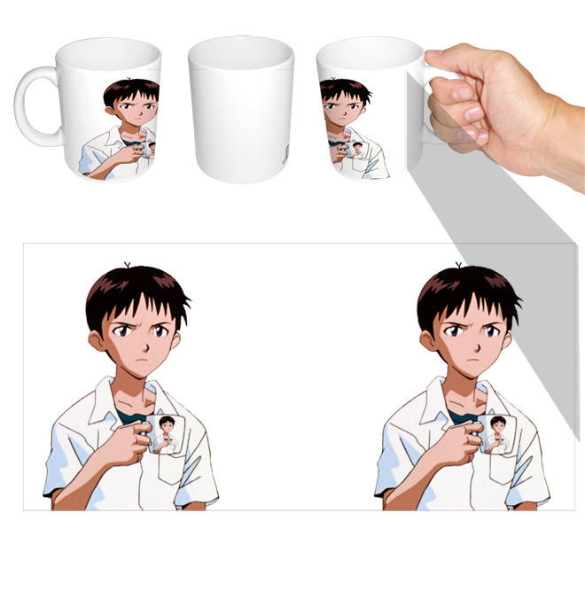 

Чашка белая аниме Синдзи Икари Евангелион (z1219), Белый