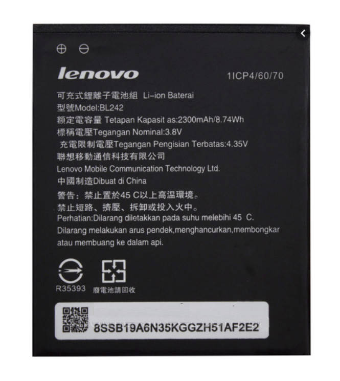 

Батарея Lenovo/ZUK Lenovo BL242 (A2020 Vibe C, A3690, A3860, A3900, A6000, A6010, K3, K30) 2300 mAh