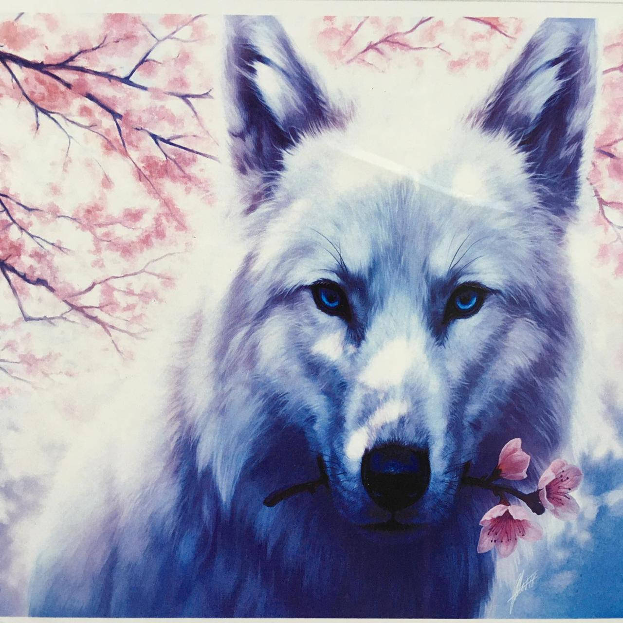 

50*40см Волчица в сакуре, алмазная живопись, полная выкладка