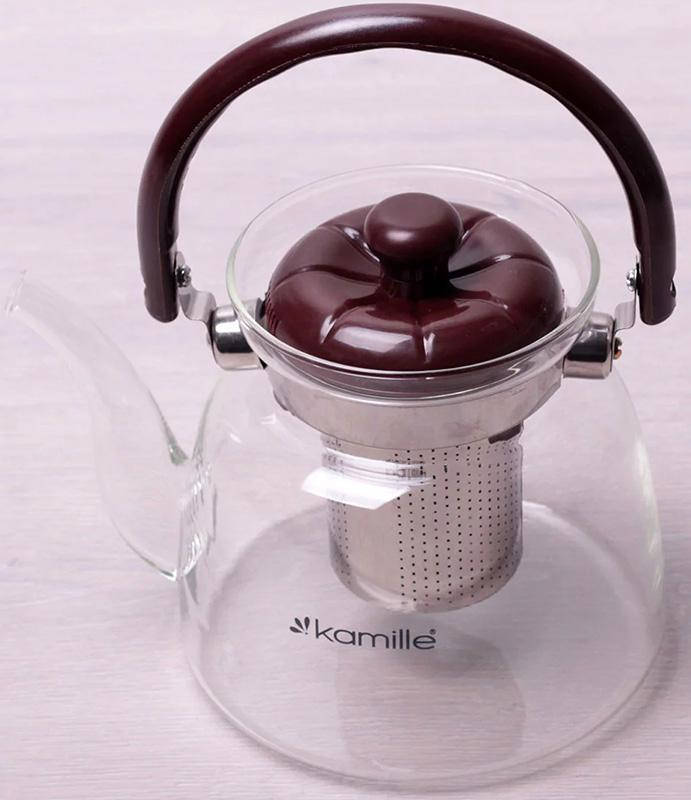 

Чайник заварочный Kamille Orlate 2200мл стеклянный со стальным ситечком