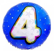 

Фольгированный шар круглый цифра "4" голубой 18" (45см)