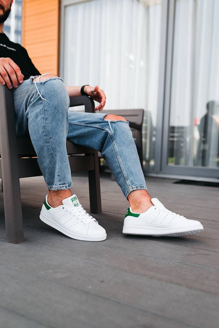 

Мужские кроссовки Adidas Stan Smith White Green белые с зелёным (41-46)