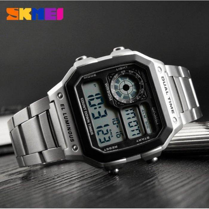 

Мужские спортивные часы Skmei Ripple Silver (Секундомер, таймер, будильник, подсветка)