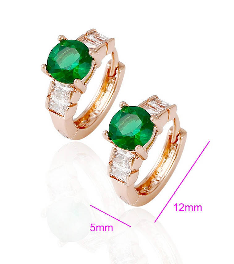 

Серьги кольца, Зеленый цирконий, позолота Xuping, 14К