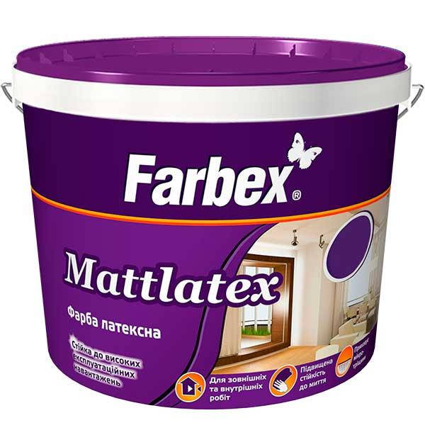 

Краска латексная для наружных и внутренних работ "Mattlatex" Farbex - 1,4 кг, белый матовый