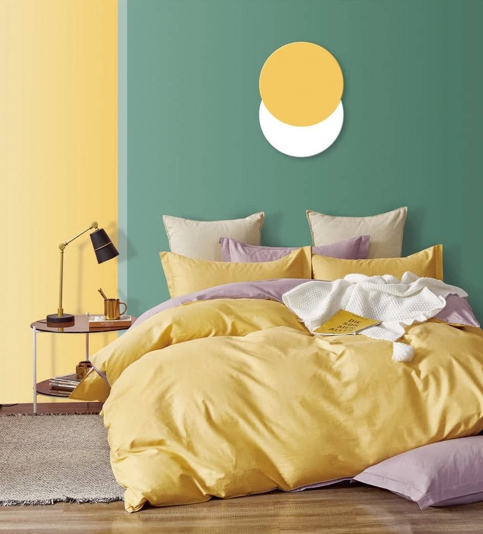 

Постельное белье сатин Lotus Home - Basic желтый евро