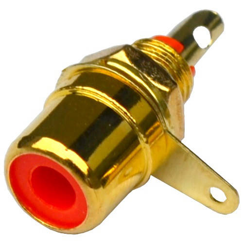 

Гнездо RCA , монтажное, металл gold, красное