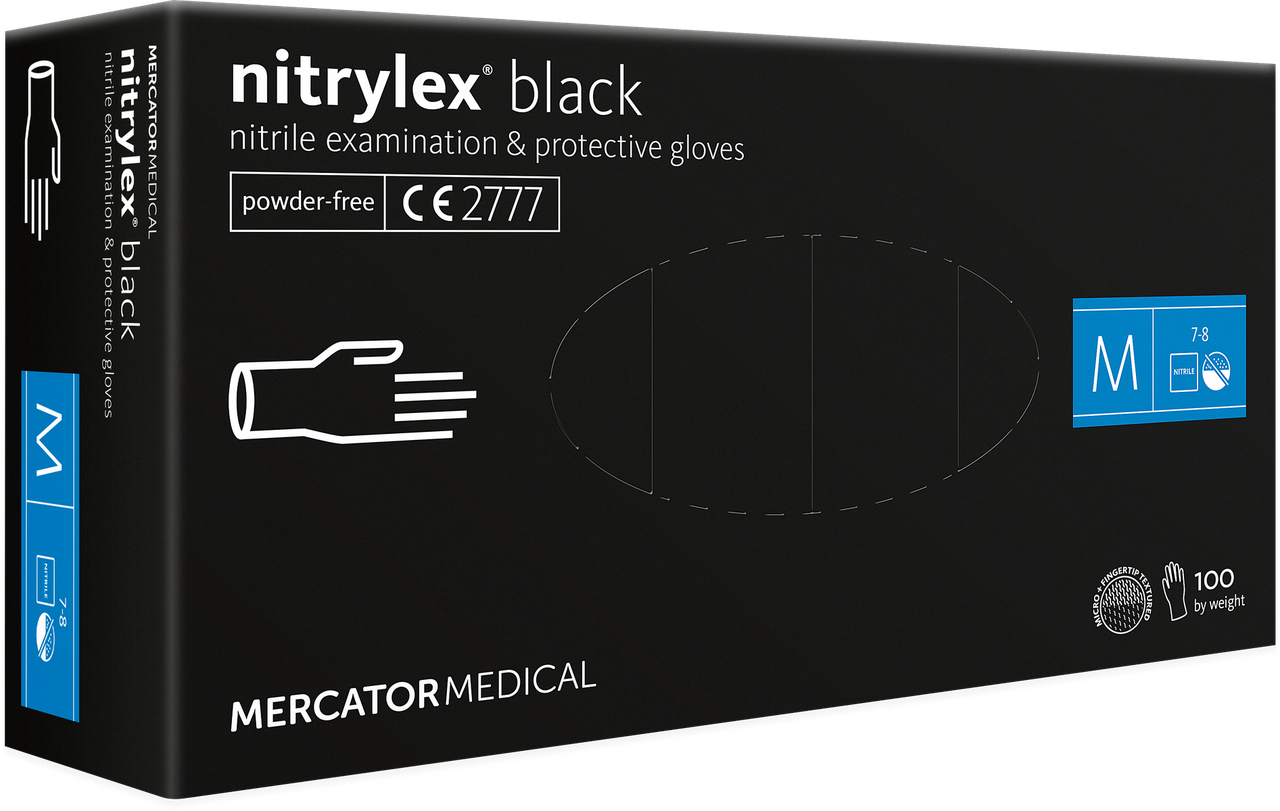 

Перчатки нитриловые Nitrylex черного цвета 100шт, Черный