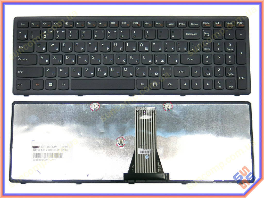 

Клавиатура для LENOVO IdeaPad G500s, G505s, S500, S510p, Z510,Flex 15, 15D ( RU Black с рамкой ). Оригинал., Черный
