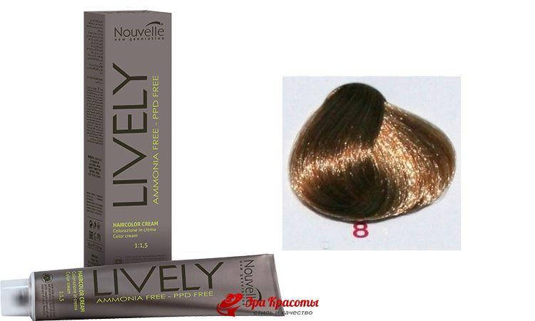 

Крем-краска для волос без аммиака 8 Cвeтлый блoндин Nouvelle Lively Hair Color, 100 мл