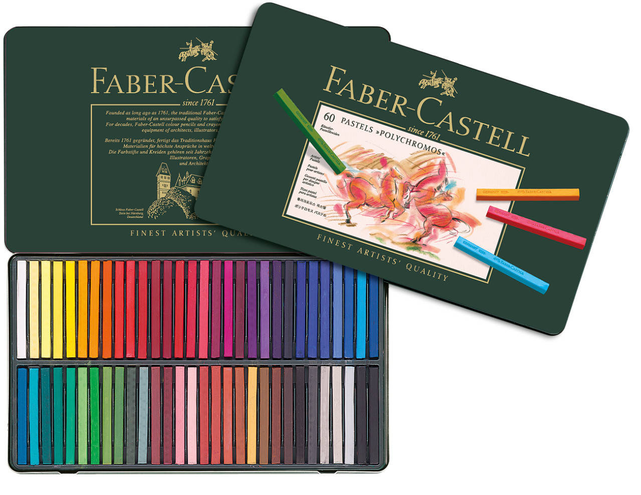 

Сухая пастель Faber-Castell POLYCHROMOS 60 цветов в металлической коробке, 128560