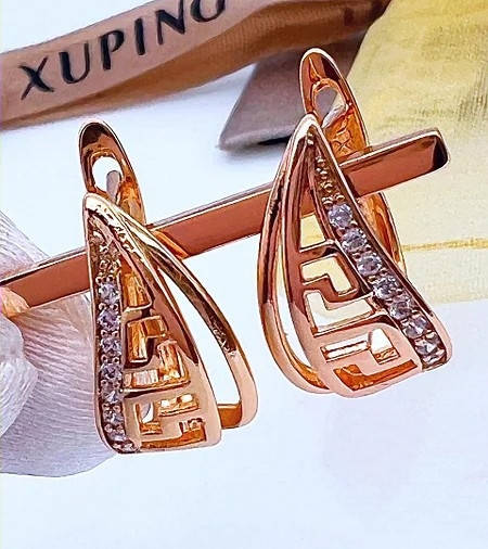 

Серьги женские из медицинского золота. Сережки позолоченные Xuping