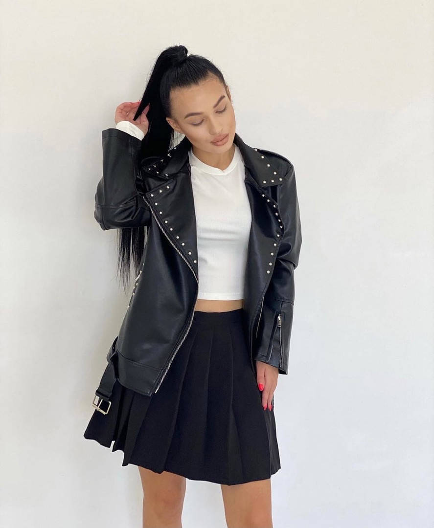 

Женская Стильная Куртка из эко-кожи, Черный