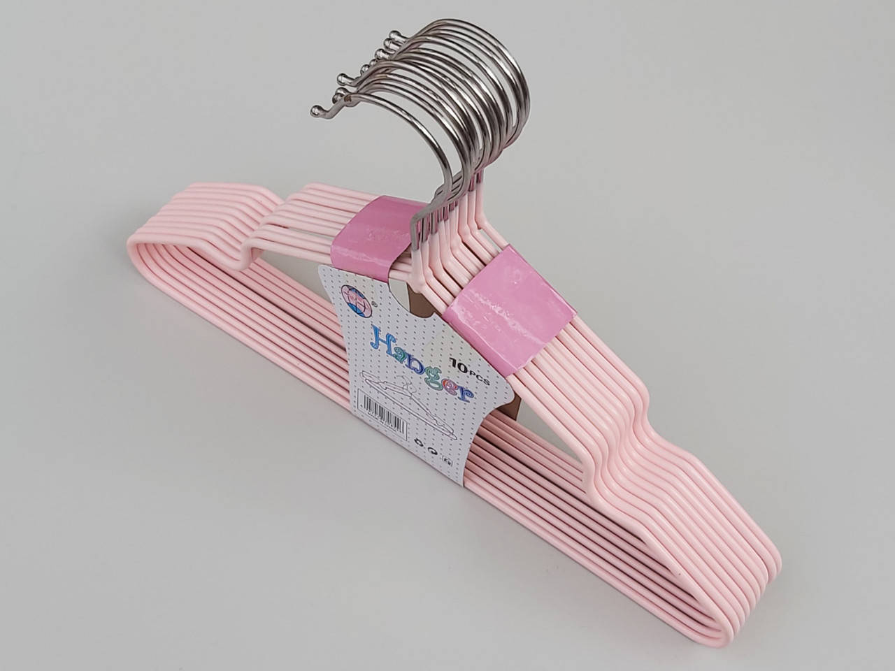 

Плечики детские металл в силиконовом покрытии нежно-розового цвета, длина 30 см, в упаковке 10 штук