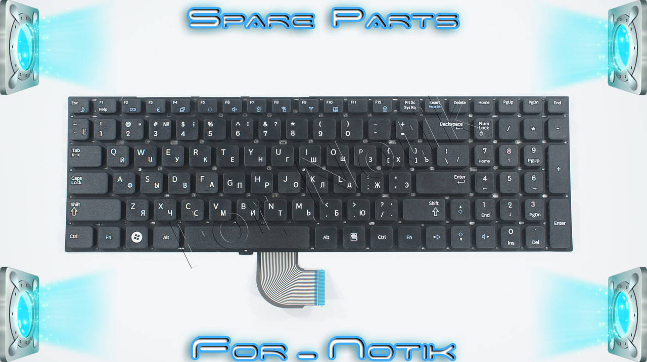 

Клавиатура для ноутбука SAMSUNG (RC528, RC530, RF510, RF511, Q530) rus, black, без фрейма, Черный