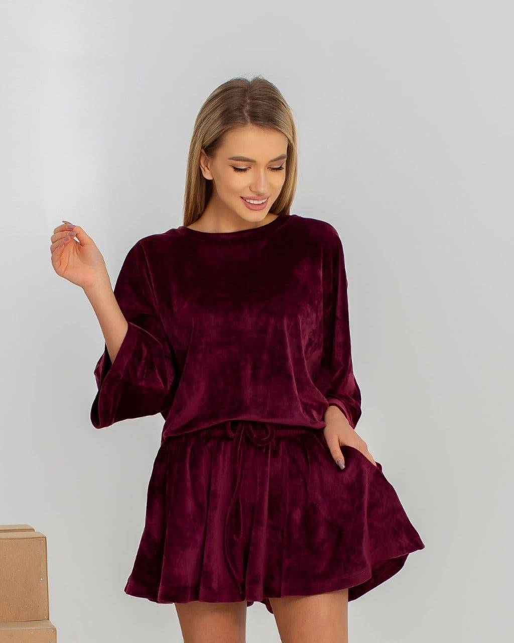 

Домашний велюровый комплект БОРДО р.42-48