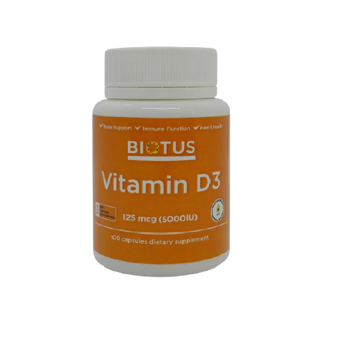 

Витамин Д3, Vitamin D3, Biotus, 5000 МЕ, 100 капсул (BIO-530104)