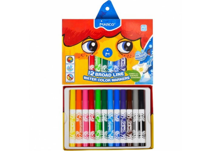 

Фломастери Marco Super Washable Jumbo товсті 12 кольорів, Разные цвета