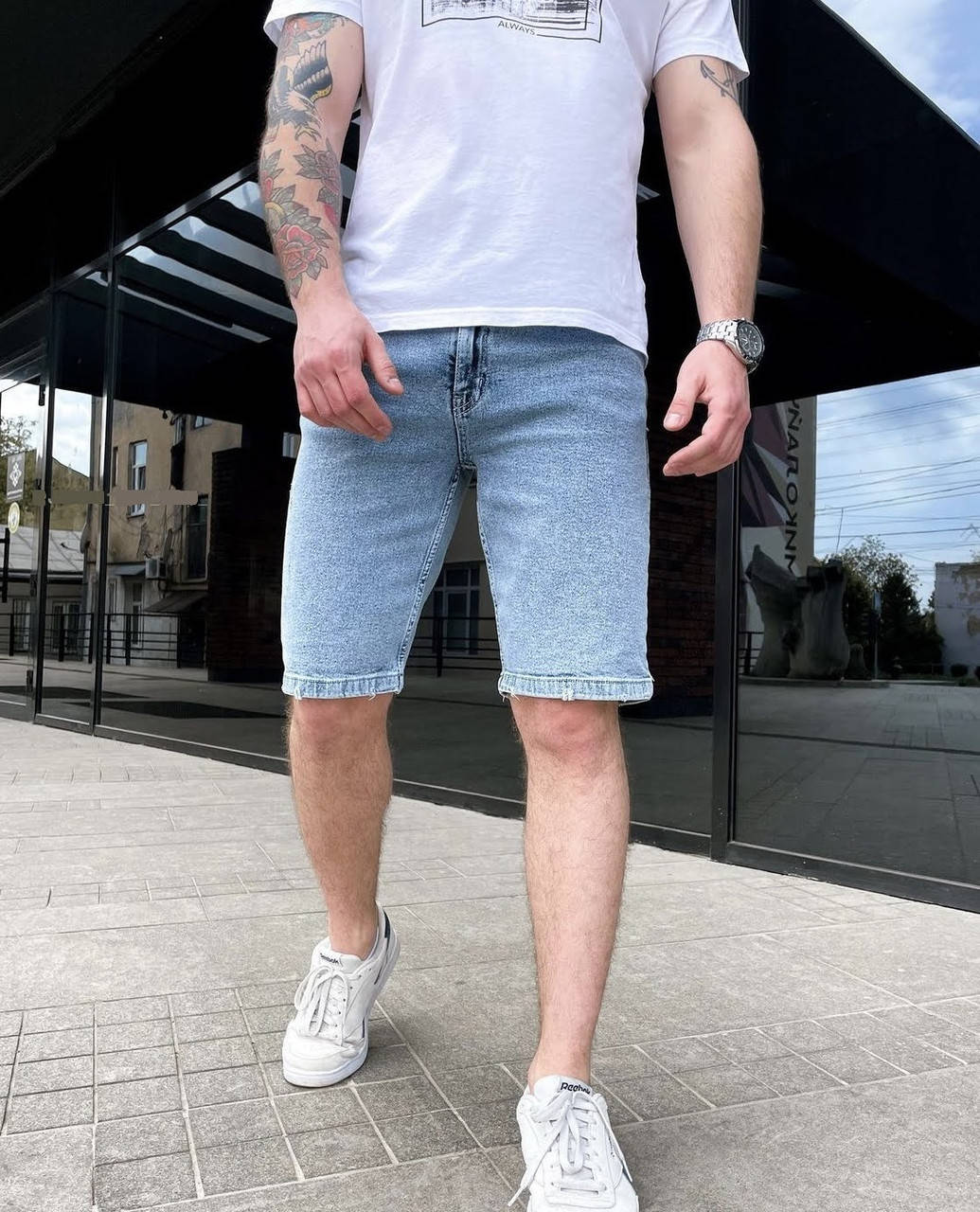 

Шорты мужские джинсовые светлые прямые, Голубой