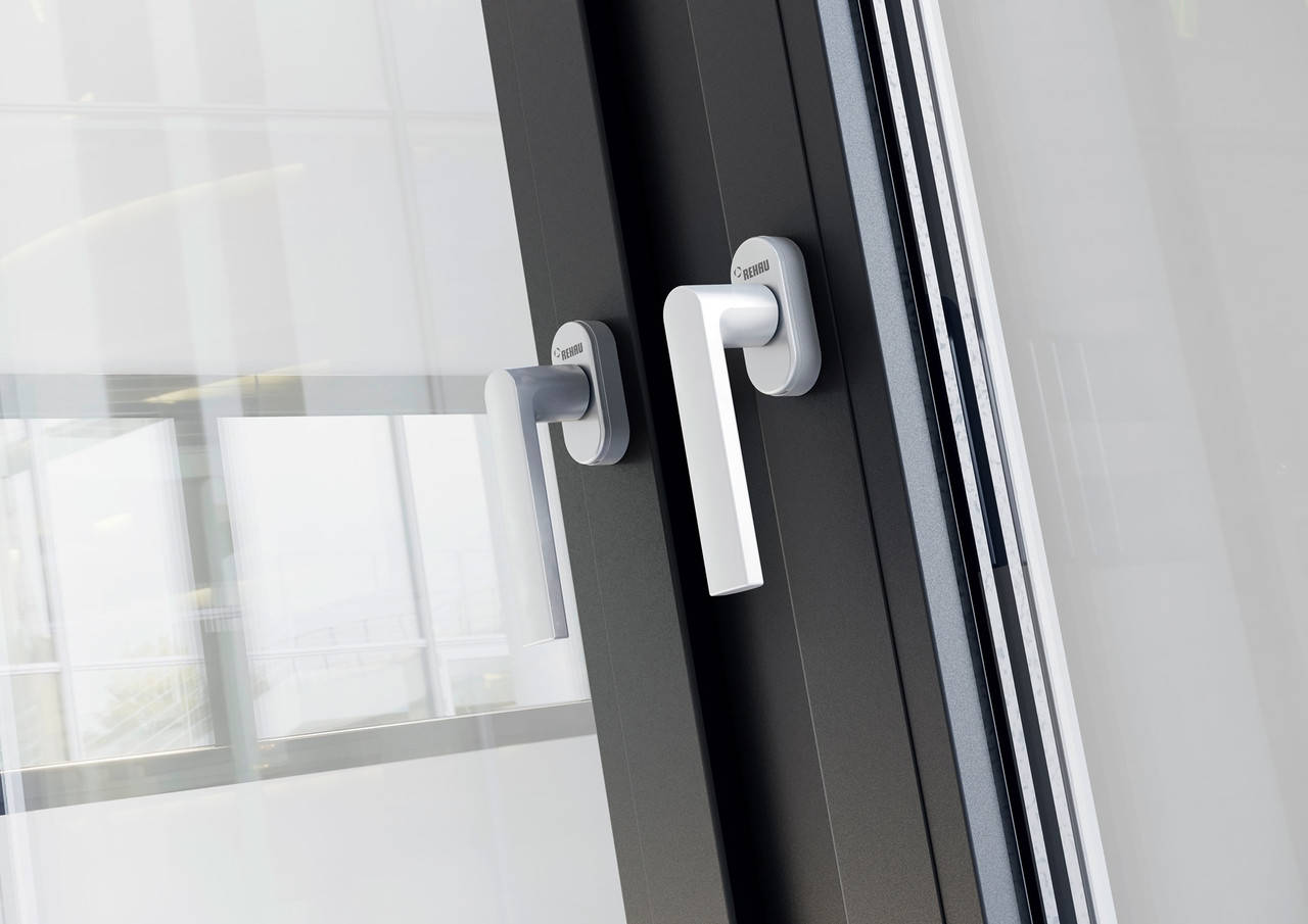 

Эксклюзивная ручка оконная Рехау Rehau Linea Design SECUSTIK противовзломная, Белый