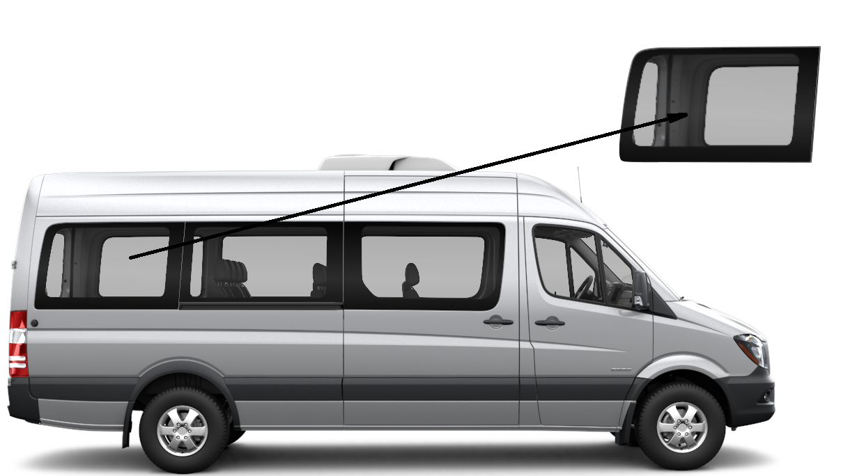 

Боковое стекло длинная база заднее правое Mercedes Sprinter 2006-2018