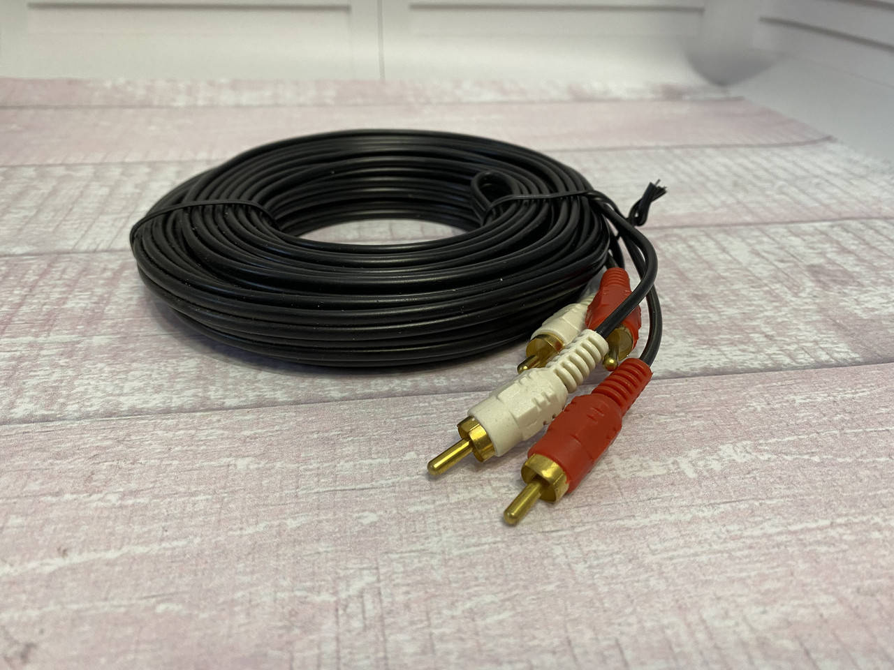 

Кабель аудио акустический 2RCA-2RCA переходник тюльпан 10 метров, Черный