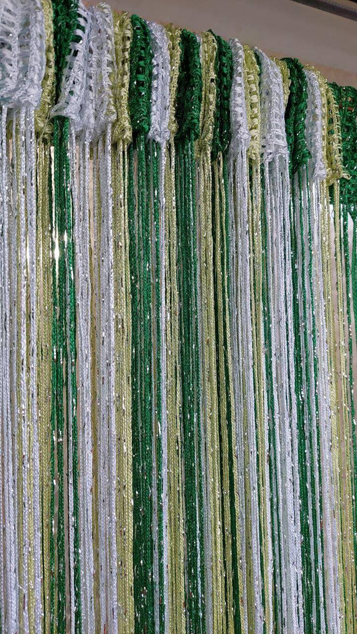 

Шторы нити кисея дождь с люрексом радужные № 1-206-211 белый/салатовый/изумрудный 3 м на 2.8 м, Зелёный