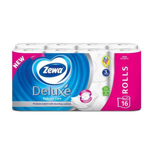 

Туалетная бумага трехслойная 16 рулонов Zewa Deluxe 16шт/уп, белая, Белый