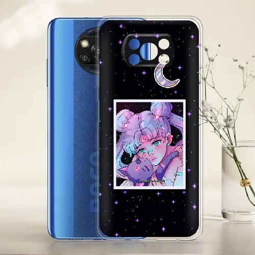 

Чехол Poco X3 Pro Sailor Moon night, Прозрачный