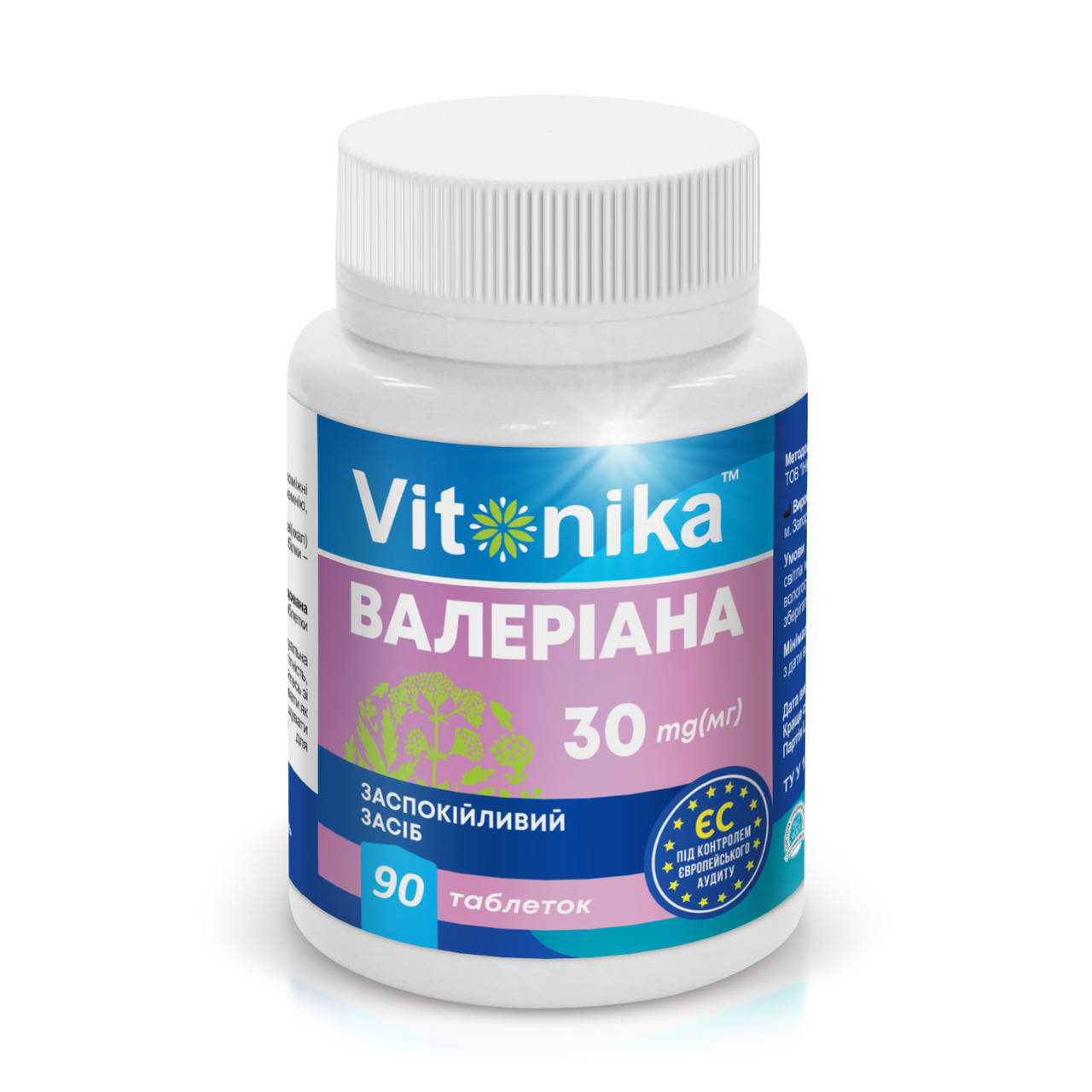 

Диетическая добавка Vitonika Валериана 30 мг в таблетках №90