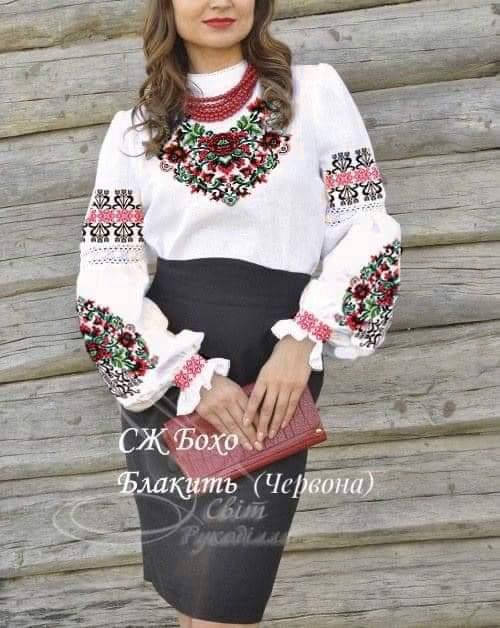 

Заготовка жіночої вишиванки Бохо Блакить червона