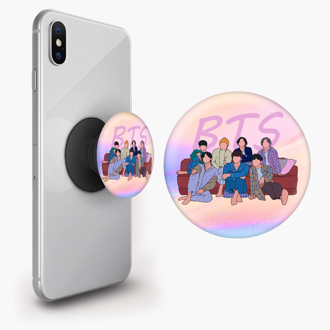 

Попсокет (Popsockets) держатель для смартфона БТС (BTS) (8754-3256) Черный