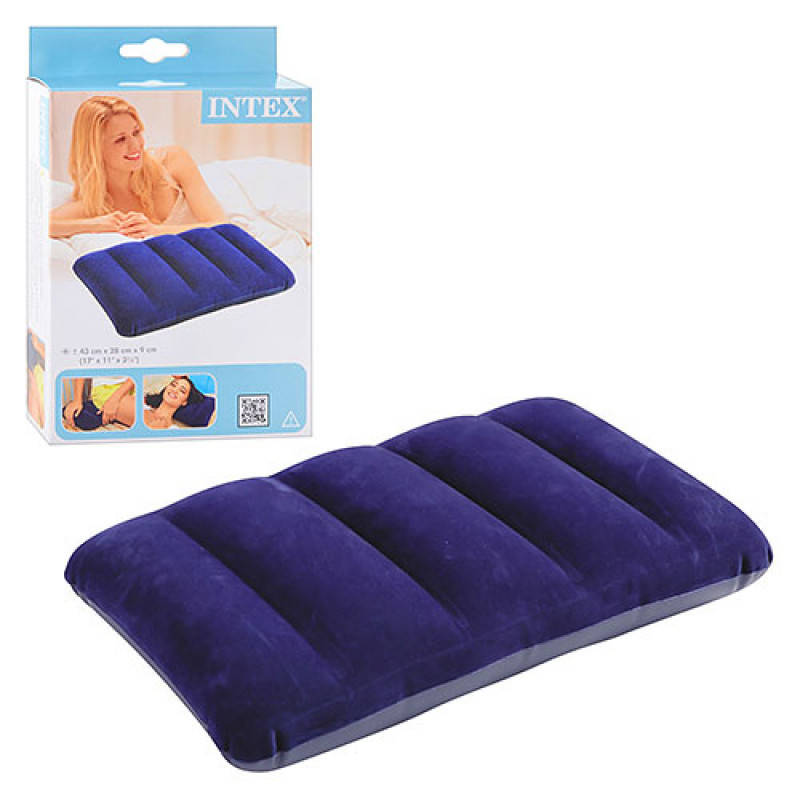 

Подушка надувная Intex 43*28*9 см., синяя. В коробке