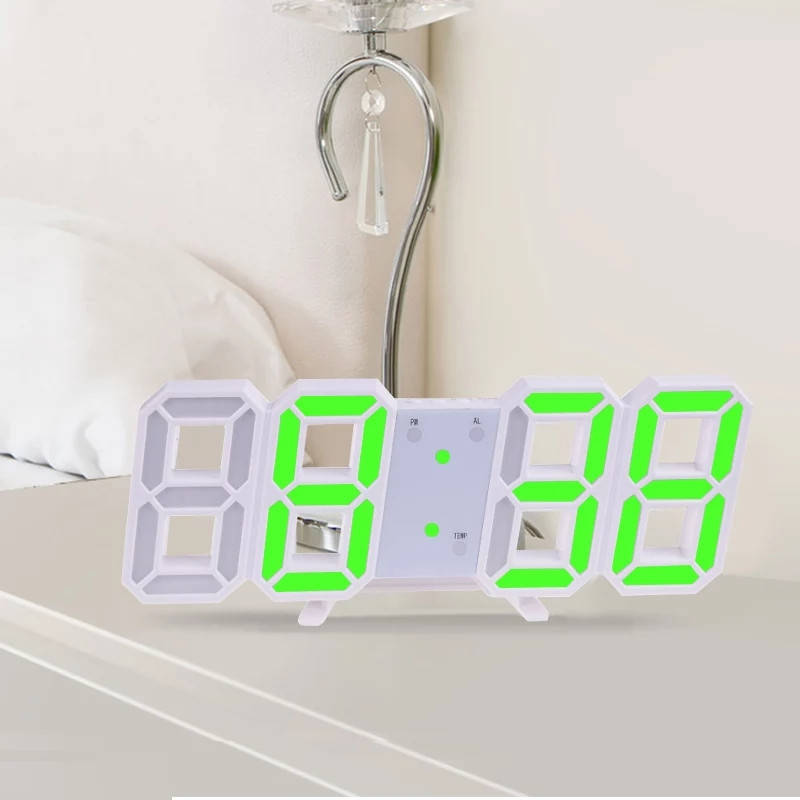 

Электронные настольные, настенные LED 3D часы DS6609G белая подсветка