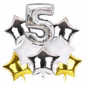 

Набор фольгированных шаров "ЦИФРА 5 СЕРЕБРО"