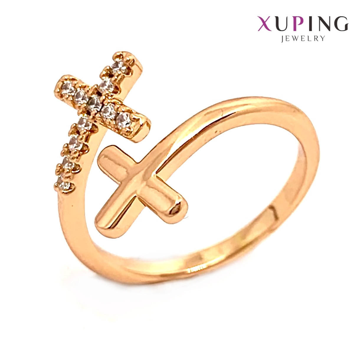 

Кольцо Xuping, белые фианиты (куб. цирконий), ширина 15 мм, вес 3 г, позолота 18K, ХР01339 (18)